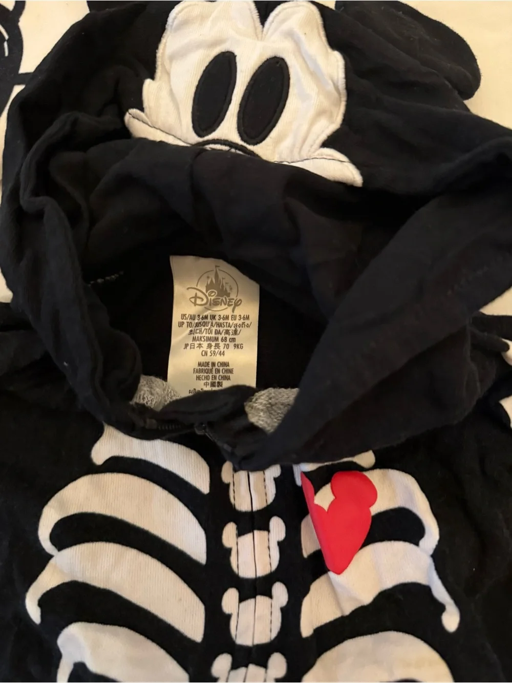 3-6 Months Mickey Skeleton Costume + Baby Holiday Bundle